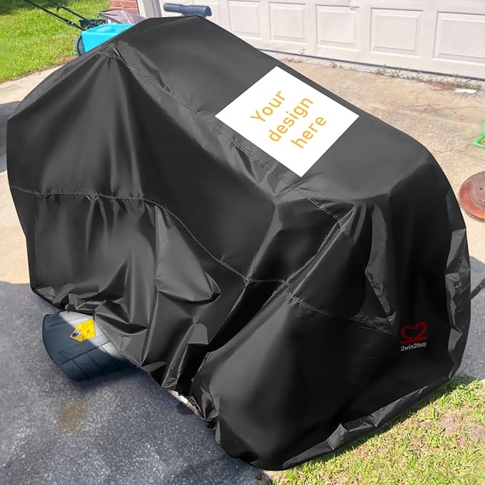 Custom Riding Lawn Mower Cover, Customized Heavy Duty Waterproof Polyester 600D Oxford Tractor Cover UV & Dust & Water Resistant, Universal Fit Decks up to 54" with Elastic Cord & Storage Bag