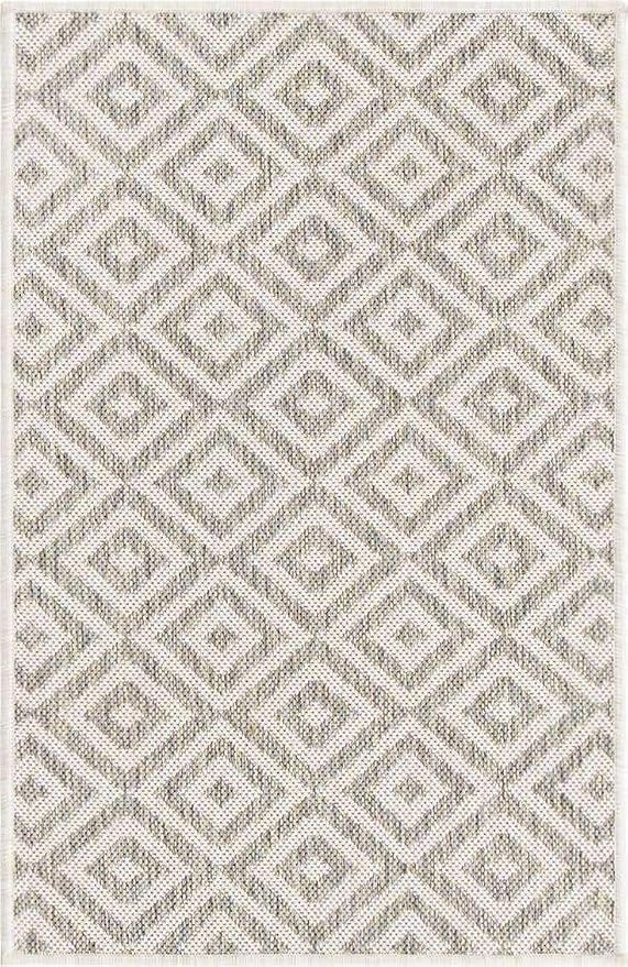 Unique Loom Outdoor Collection Area Rug - Costa Rica (2' 2" x 3' 1" Rectangle, Light Gray/ Ivory)