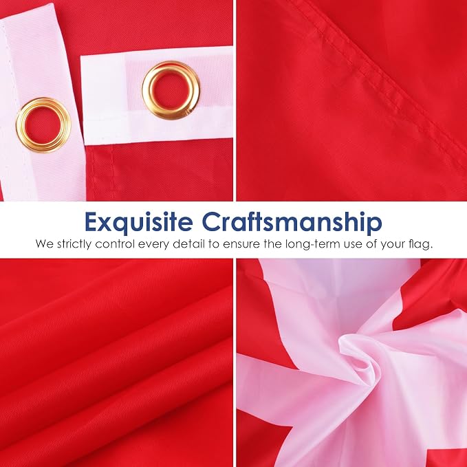AhfuLife 2 Pcs Switzerland Flag 3x5 Ft, Large Switzerland National Flags for Outside - Double Side with Brass Eyelets for Olympic Party Decorations, Bar Garden Street Decoration Indoor Outdoor