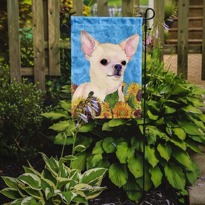 Caroline's Treasures SS4241GF Chihuahua in Summer Flowers Garden Flag Mailbox Flag Decorative Yard Flag Banner Outside Patio Artwork Yard Flower Beds, Garden Size, Multicolor