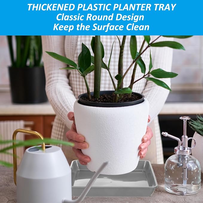 PATIKIL Plant Saucer Tray, 15 Pack 12 Inch Plastic Square Plant Saucer Flower Planter Drip Tray for Indoors Outdoors Patio Balcony, Dark Gray