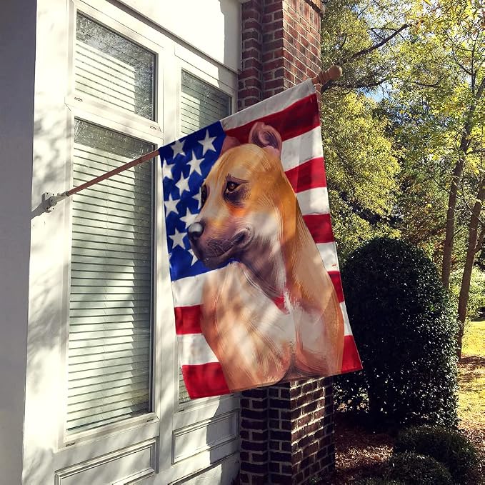Caroline's Treasures CK6388CHF Alano Espanol American Flag House Flag Large Porch Sleeve Pole Decorative Outside Yard Banner Artwork Wall Hanging, Polyester, House Size, Multicolor