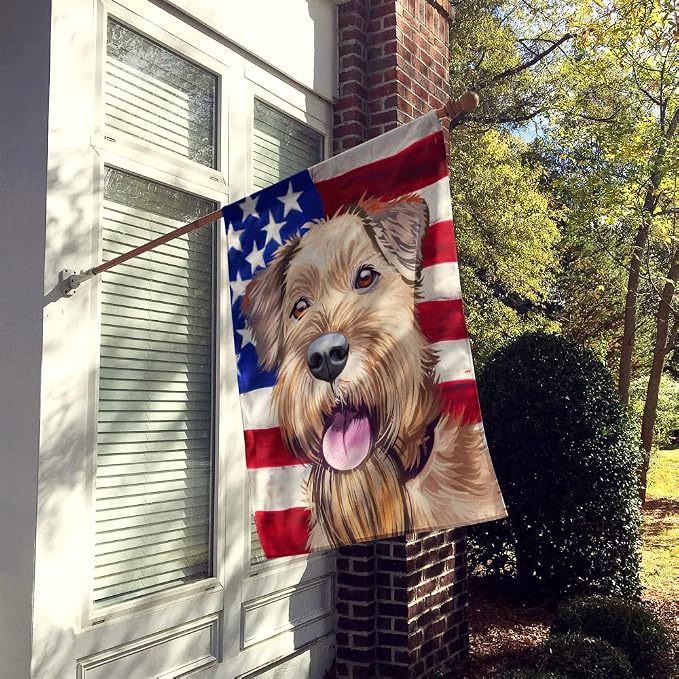 Caroline's Treasures CK6571CHF Irish Terrier American Flag House Flag Large Porch Sleeve Pole Decorative Outside Yard Banner Artwork Wall Hanging, Polyester, House Size, Multicolor