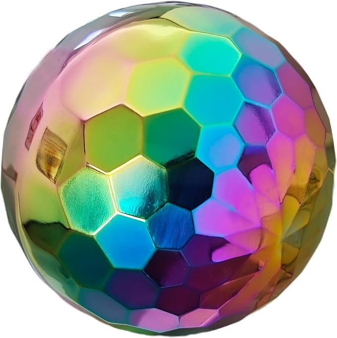 10 inch 304 Stainless Steel Gazing Ball Sculptures Diamond Ball Decoration Mirror Hollow Decor Ball Reflective Garden Sphere Hollow Metal Ball Ornament Statues Gazing Globe for Home Garden (Rainbow)
