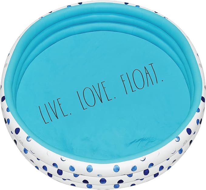 Rae Dunn x CocoNut Float Indigo Polka Dot Mini Pool, Live Love Float | Suitable uses include sunny gatherings, backyard recreation, vacation activities, playful relaxation, family entertainment