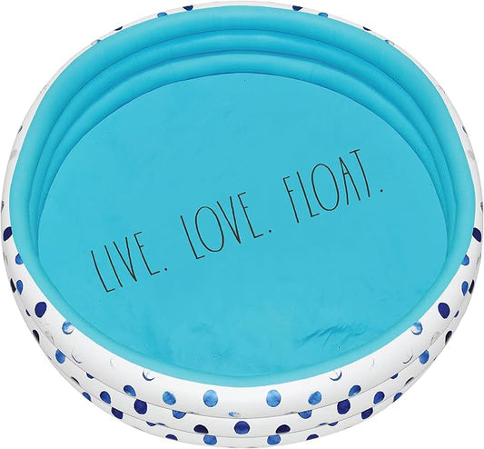 Rae Dunn x CocoNut Float Indigo Polka Dot Mini Pool, Live Love Float | Suitable uses include sunny gatherings, backyard recreation, vacation activities, playful relaxation, family entertainment