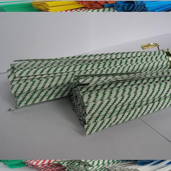 Weststone 2000pcs Plastic/Paper Coated Green Stripe 7" x 1/4"(6mm) Twist Ties - Won't Rip or Pull Off