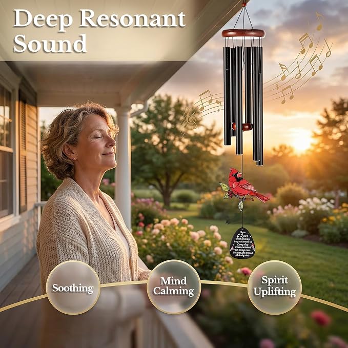 36’’ Large Memorial Wind Chimes for Loss of Loved One, Sympathy Gifts for Loss of Mom Father Husband - Remembrance Gifts, Memorial Wind Chimes with Mute Option for Outside