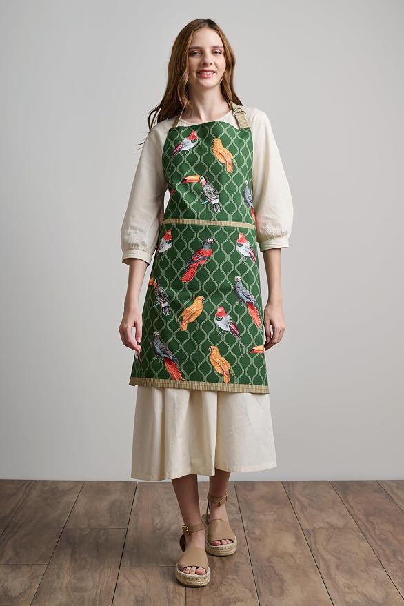 Maison d' Hermine Aprons for women with Pocket 100% Cotton (27.50"x31.50") | Adjustable Neck Strap & long ties Apron Men Chef Wedding Cooking Gardening Server Maid