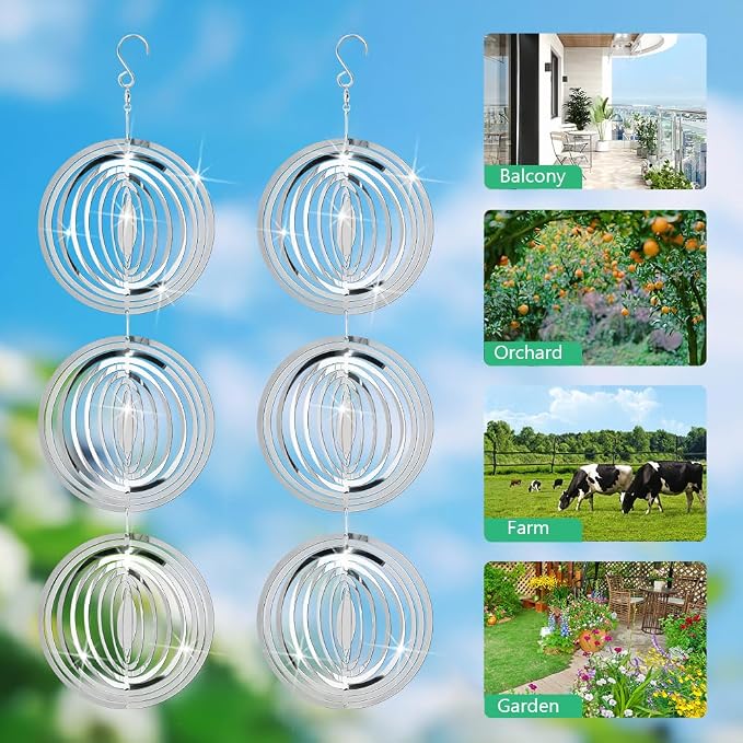 Reflective Bird Scare Discs, 12 PCS Bird reflectors to Keep Birds, Pigeon, Woodpecker Away, Double-Sided Mirror Reflectors for Outdoor Garden Decor