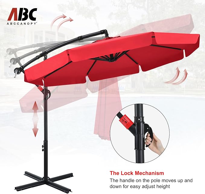 ABCCANOPY Premium Cantilever Patio Umbrellas 9FT (Bright Red)