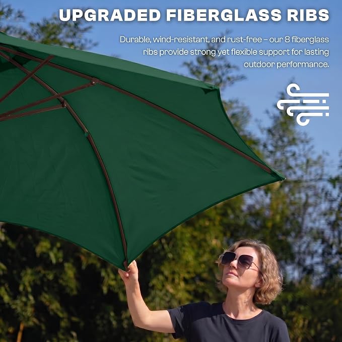 7.5ft Patio Umbrella, Outdoor Table Market Umbrella with Smooth Crank Lift, 6 Windproof Fiberglass Ribs, UPF50+ UV Protection for Deck, Pool, Garden and Backyard