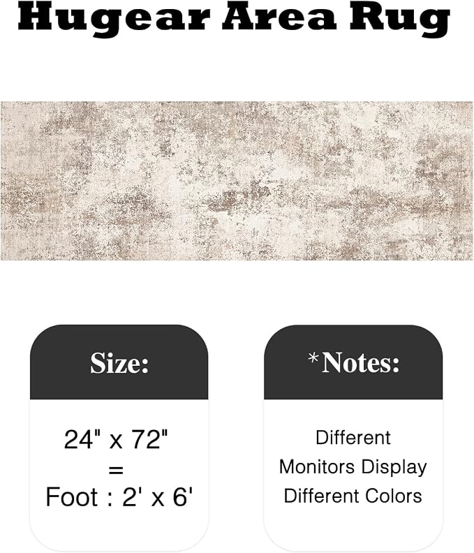 2x6 Brown Modern Abstract Washable Runner Rug for Hallway | Low Pile, Non Slip, Modern Abstract Style, Soft Hallway Runner Rug for Kitchen, Entryway, Laundry Room, Home Decor