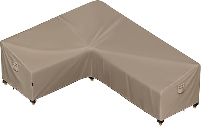 iBirdie Outdoor Sectional Cover fit 90 x 120 inch, 89 x 118, L-Shaped Patio Furniture Sofa, Waterproof Weatherproof Heavy Duty 600D Garden Cover for Outside L shape Couch, Brown