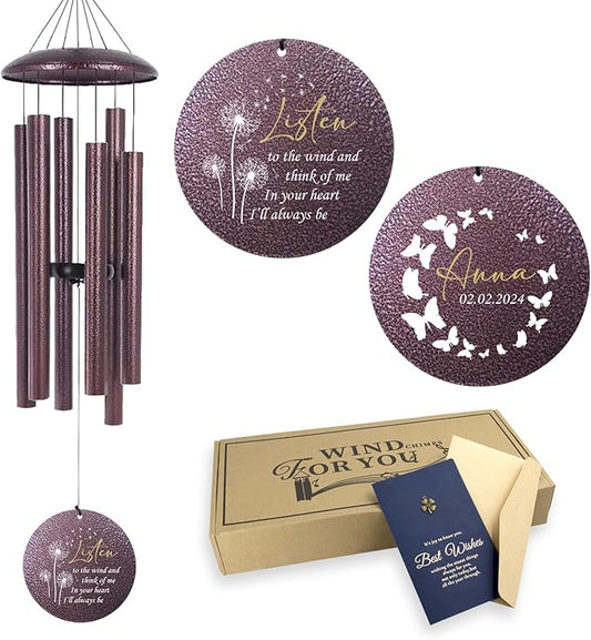 ASTARIN Personalized Memorial Wind Chime for Loss of Loved One 30/36/42 inch, Sympathy Deep Tone Wind Chimes for Mom Dad/Mother Father, Remembrance Gifts for Grief Condolence Funeral Made in Texas