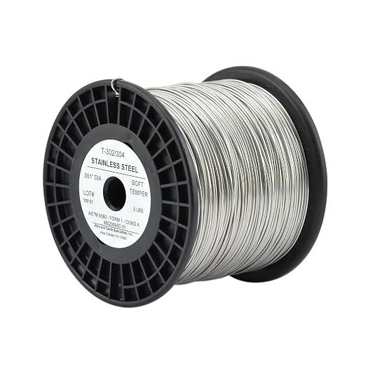 WCS .051 Stainless Steel Safety Lock Wire, T302/304, NASM20995C MS20995C, ASTM A580 Condition A, AMS569, Mechanics Wire for Aircraft, Automotive, & Industrial Use, 5lb Dispenser Can, Approx 715 ft