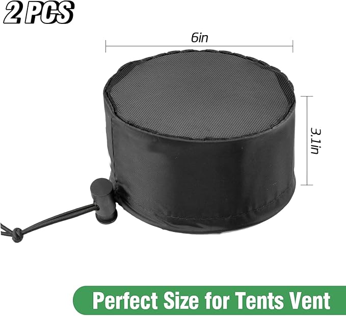 2 Pcs Grow Tents Vent Cover - 6" Dustproof Duct Filter Vent Covers with Elastic Band and Fixed Buckle for Plant Grow Tent Accessories | 6" Dustproof Duct Filter Vent Covers with Elastic Band and Fixed Buckle, for Plant Grow Tent Accessories