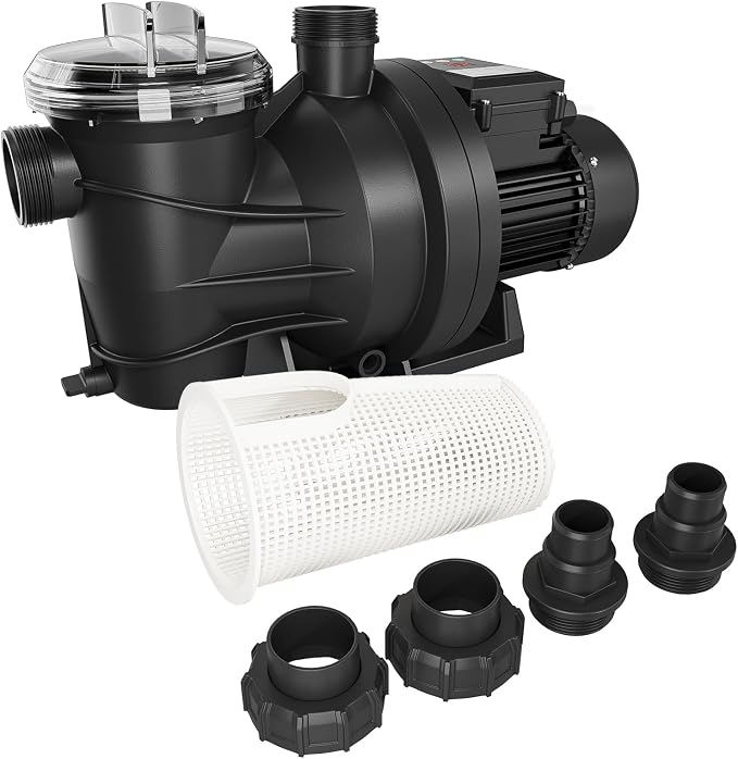 VINGLI 1.5 HP 6075 GPH Pool Pump, 110V Single Speed Self Priming Swimming Pool Pump, Powerful Copper Motor Water Circulation Pump with Filter Basket for Above Ground Pools Spas, US Plug