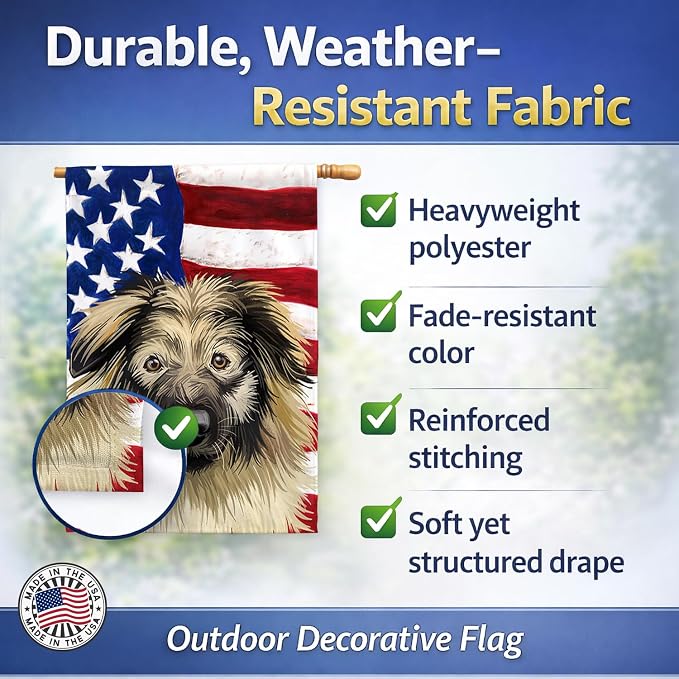 Caroline's Treasures CK6587CHF Karst Shepherd American Flag House Flag Large Porch Sleeve Pole Decorative Outside Yard Banner Artwork Wall Hanging, Polyester, House Size, Multicolor