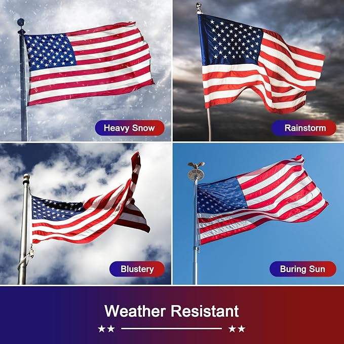 American Flag 4x6 FT Outdoor - American Flags for Outside, Deluxe US Flag 4 x 6 Heavy Duty Outdoor with Luxury Embroidered Stars, Brass Grommets and Sewn Stripes, Deluxe 4x6 FT American Flag