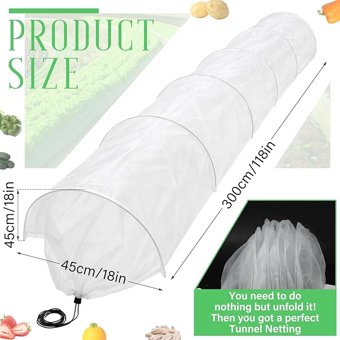 1 Pcs 18 x 118 inch Mesh Garden Greenhouse Tunnel Netting Protection Netting Pest Barrier Vegetable Plant Ultra Fine Mesh Cover Fruit Flowers Row Cover for Raised Beds Garden Greenhouse
