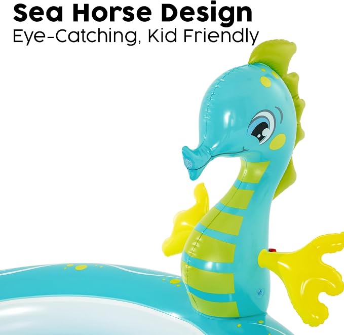 Bestway Seahorse Sprinkler Paddling Pool, Kids Garden Pool