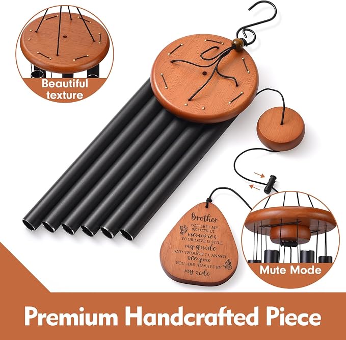 AMBOBE Memorial Gifts for Loss of Brother, 32" Memorial Wind Chimes for Loss of Brother Sympathy Gifts, Remembrance/Bereavement Gifts for Loss of Brother, Windchimes in Memory of Brother