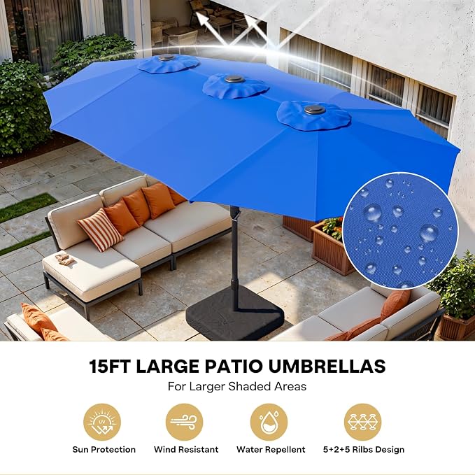 Sannwsg Outdoor Patio Umbrella,Table Umbrella with Push Button Tilt and Crank,Market Umbrella with 8 Sturdy Ribs,Yard Umbrella