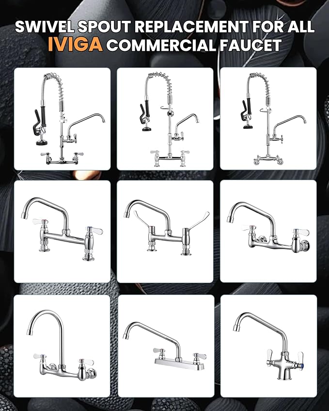 Pre Rinse Spray Valve with 18.5" Flexible Stainless Steel Hose, 1.42 GPM High Pressure Commercial Sink Sprayer Nozzle with Pre-rinse Sprayer Hose, Black 7/8"-20UNEF Handle Assembly