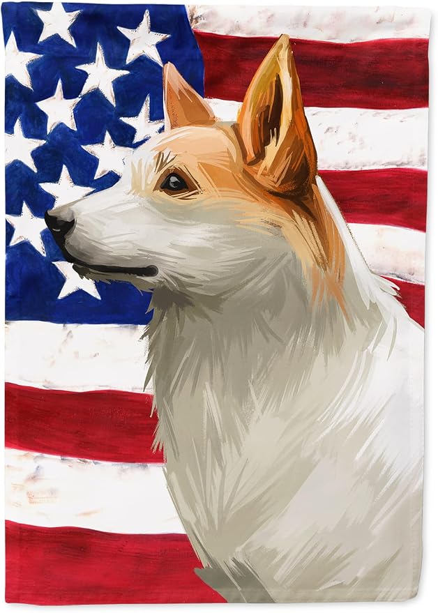 Caroline's Treasures CK6628CHF Norrbottenspets Dog American Flag House Flag Large Porch Sleeve Pole Decorative Outside Yard Banner Artwork Wall Hanging, Polyester, House Size, Multicolor