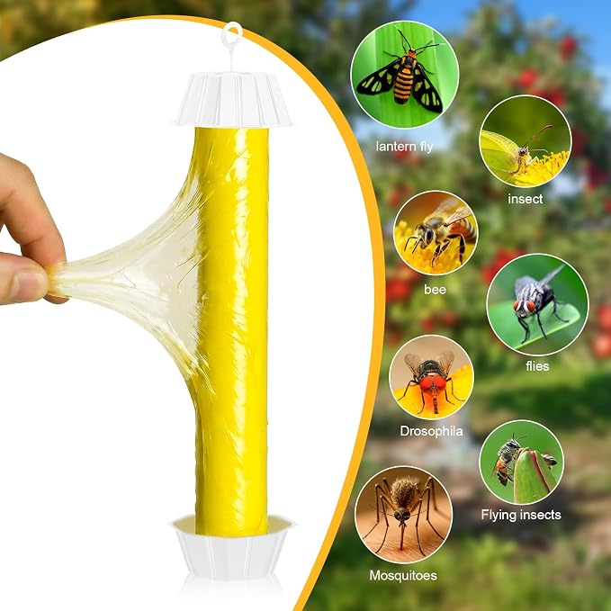 12 Pcs Fly Traps for Indoor Outdoor Hanging Fruit Fly Stick Trap Sticky Mosquito for Home Insect 10 x 2.5 Inches (Yellow and White)