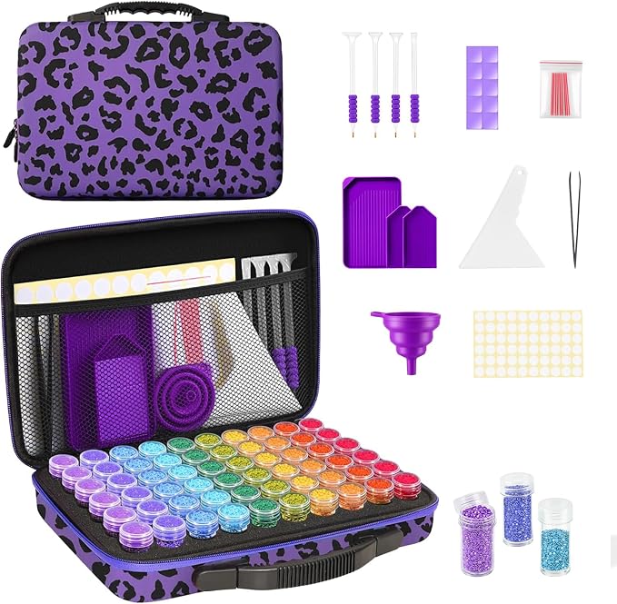 ZORETCO Diamond Painting Storage Box, 60 Slots Bead Storage Containers with Tools Kit for Diamond Art Accessories Craft Jewelry Beads Organizer