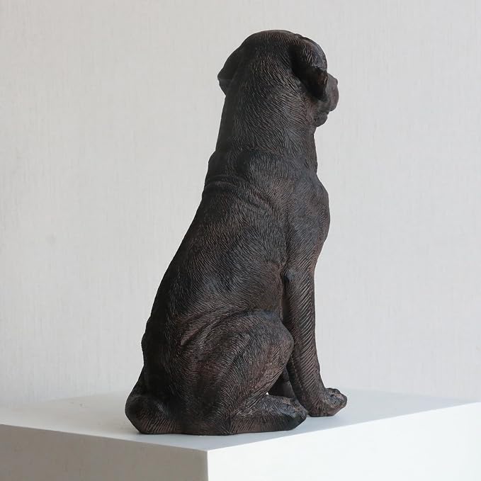 Lukitas Black Lab Statue, Sitting Dog Figurine Home Decor, Modern Puppy Decorative Sculpture for Living Room Yard Garden Outside, Resin 11.5''