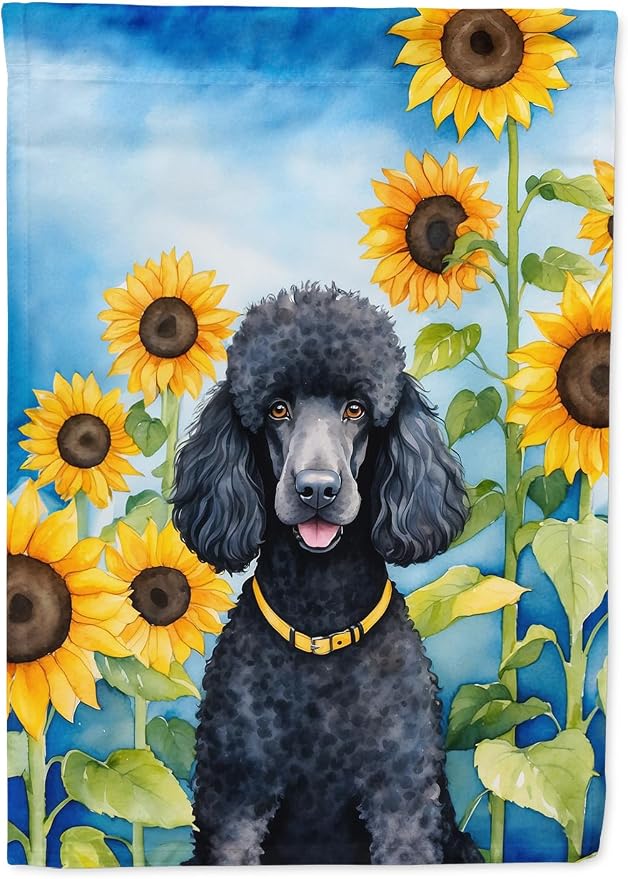 Caroline's Treasures DAC6138GF Black Poodle in Sunflowers Garden Flag Mailbox Flag Decorative Yard Flag Banner Outside Patio Artwork Yard Flower Beds, Garden Size, Multicolor