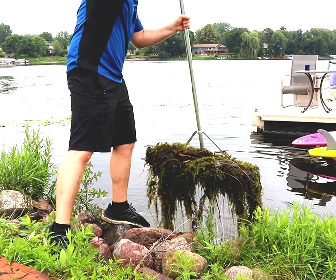 Lake Weed Cleanup Kit Aquatic Lake & Pond Weed Cutter 49" Razor Sharp Aquatic Lake Weed Cutter and RakeZilla Heavy Duty Lake Rake with Long Tines - Beach/Shoreline Cleaning Package