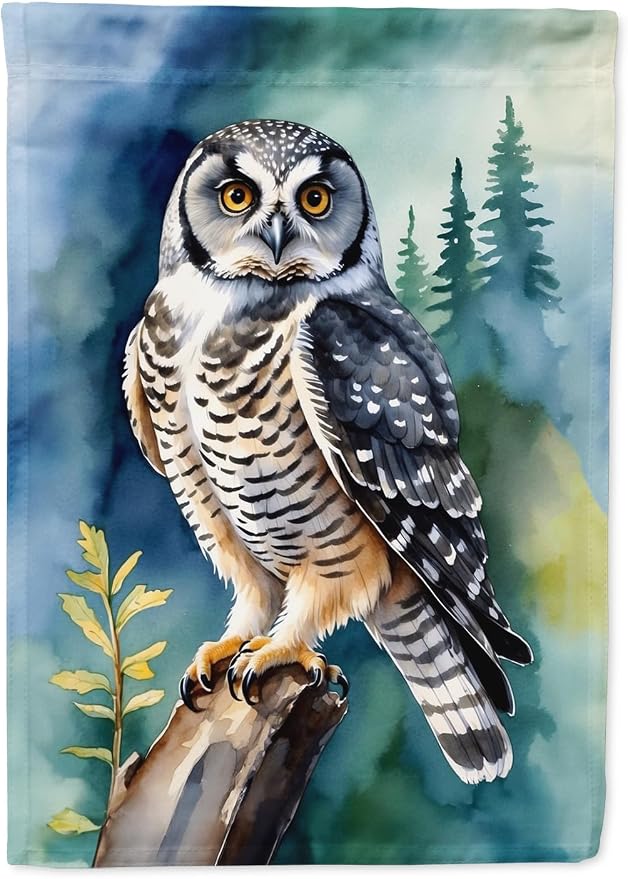 Caroline's Treasures Northern Hawk Owl House Flag Large Porch Sleeve Pole Decorative Outside Yard Banner Artwork Wall Hanging, Polyester, House Size, Multicolor