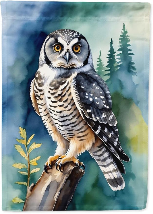 Caroline's Treasures Northern Hawk Owl House Flag Large Porch Sleeve Pole Decorative Outside Yard Banner Artwork Wall Hanging, Polyester, House Size, Multicolor
