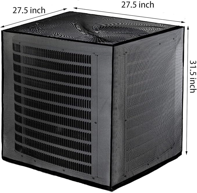 Nicunom Air Conditioner Cover, All Seasons Full Mesh AC Cover for Outside Unit Adjustable Outdoor AC Defender Covers Protect from Clogging of Debris, 27.5"x27.5"x31.5"