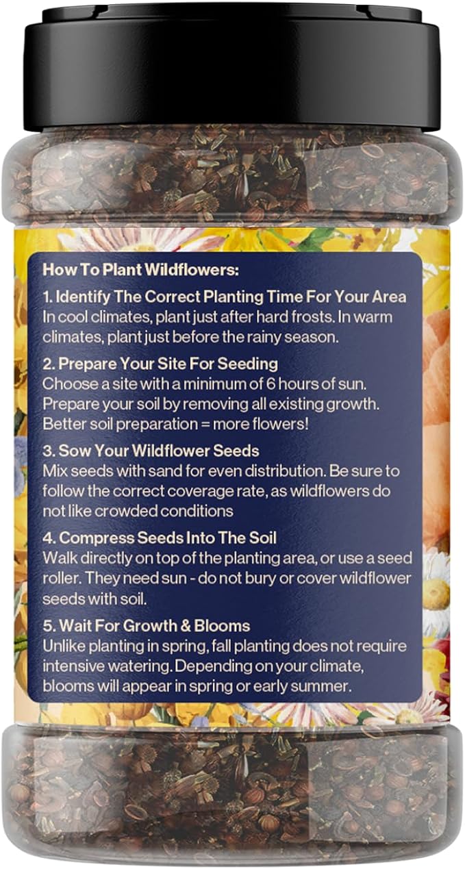 Wildflower Seed s – Perennial Flower Seeds Mix to Plant Anywhere, by Geva Grow | 12-Type Beautiful Perennial Wildflower Seeds Bulk 90,000+ Seeds, 2 Ounce, No Messy Packets