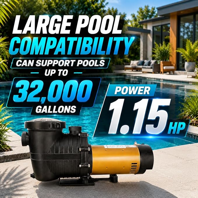 XtremepowerUS Dual Speed In-Ground Swimming Pool Pump Spa High Flow 1.5" NPT With Slip-On Fitting Included, Filter Basket, 230V