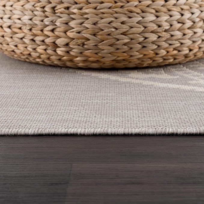 CAMILSON Outdoor Rug 10x14 Modern Area Rugs for Large Indoor and Outdoor Patios and Porches - Waterproof Washable Non-Shedding Easy-to-Clean Outside Carpet (10 x 14, Medallion - Grey/White)