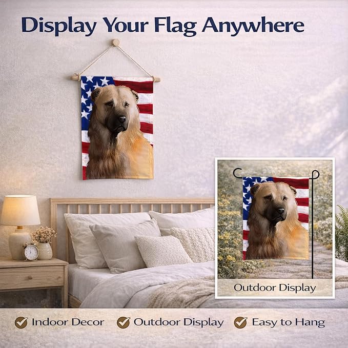 Caroline's Treasures CK6384GF Afghan Shepherd American Flag Garden Flag Mailbox Flag Decorative Yard Flag Banner Outside Patio Artwork Yard Flower Beds, Garden Size, Multicolor