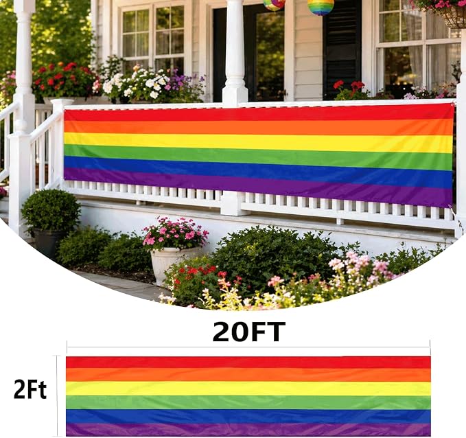 3Pack 2x20Ft Rainbow Pride Bunting Flags Banner LGBTQ Progress Gay Pride Bunting Outdoor Décor Pride Month Bunting for Porch Fence Garden LGBTQ Party Decoration