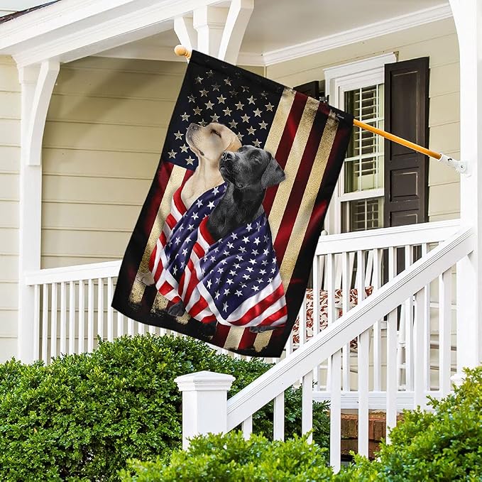FLAGWIX Black and Yellow Labrador Retriever Flag - Outdoor Decorations, 29.5" x 39.5" House Flag for Porch, Patio, Wall Decor, Heavy-Duty Canvas Garden Home Decor Double Sided