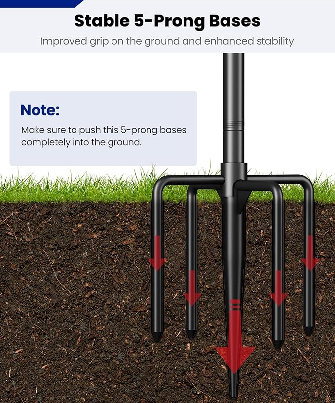 Koutemie 10 FT In Ground Flag Pole Holder for Outside House, Adjustable Flag Poles for 3x5 American Banner Outdoor with 5 Prongs Base, Heavy Duty Garden Flagpole Stand Kit for Yard Decor, 1 Pack