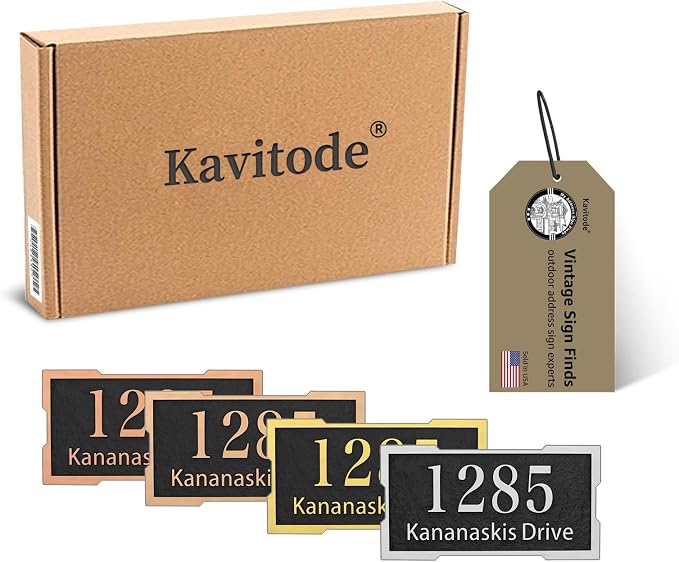 Address Plaque Metal & Large - 12'' x 6.14'' Custom Address Sign for House, House Number Plaque Sign for Outside, Up to 5 inch Tall,Make Your House Standing Out (Style 1)