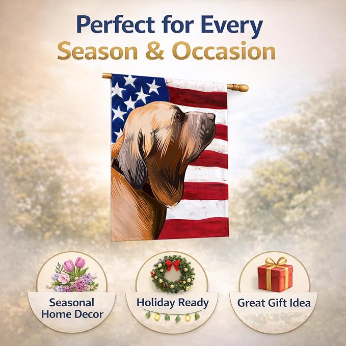 Caroline's Treasures CK6522CHF Fila Brasileiro Dog American Flag House Flag Large Porch Sleeve Pole Decorative Outside Yard Banner Artwork Wall Hanging, Polyester, House Size, Multicolor