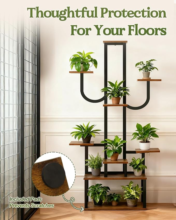 joyhalo Plant Stand Indoor with Grow Lights, 9 Tiered 65" Tall Indoor Plant Shelves for Multiple Plants, Lighted Corner Plants Stands with Adjustable Brightness & Timer for Home Decor
