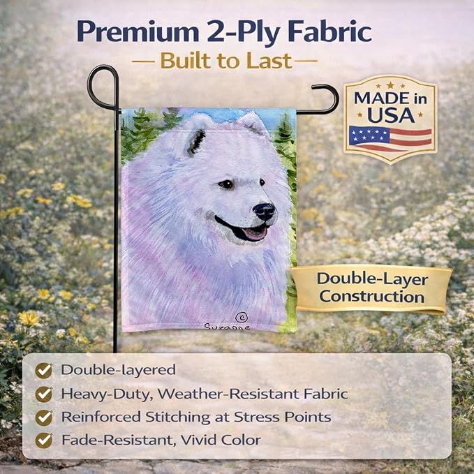 Caroline's Treasures SS8755GF Samoyed Garden Flag Mailbox Flag Decorative Yard Flag Banner Outside Patio Artwork Yard Flower Beds, Garden Size, Multicolor