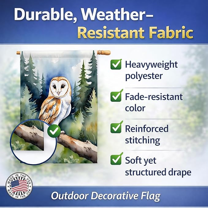 Caroline's Treasures Barn Owl House Flag Large Porch Sleeve Pole Decorative Outside Yard Banner Artwork Wall Hanging, Polyester, House Size, Multicolor